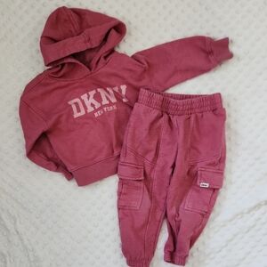 DKNY Kids Dusty Rose Hooded Sweatshirt & Cargo Joggers